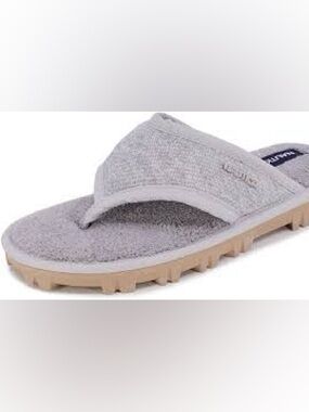 Nautica Gray Plush Fleece Flip Flop Slippers Great for Pedicures